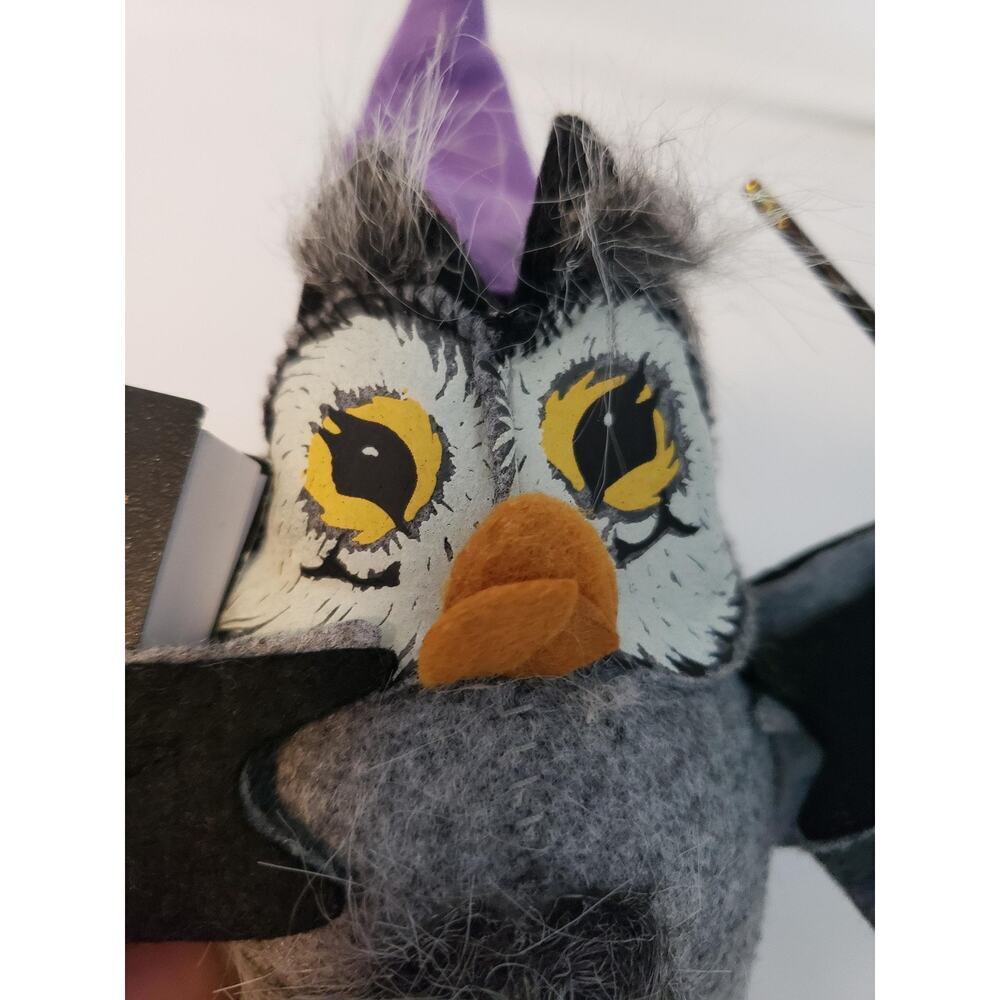 Vintage Annalee Wizard Owl Figurine 2007 Halloween Magic Spells Book & Wand - Picture 7 of 11